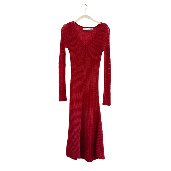 Anthropologie Dresses & Skirts - Anthropologie Sparrow Alamosa Red Knit Midi Sweater Dress XS